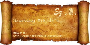 Szarvasy Miklós névjegykártya